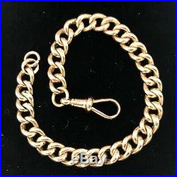 Antique 9ct Gold Curb Link Chain Single Albert Bracelet #504