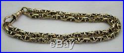 Antique 9ct Gold Double Row Fancy Link Guard Chain Bracelet