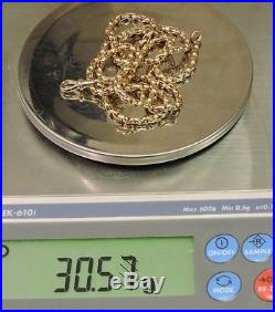 Antique 9ct Gold Faceted Belcher Link Chain Necklace 30.5 Grams 1 Ounce (16889L)