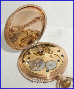 Antique 9ct Gold Full Hunter Pocketwatch & 9ct Chain Boxed GWO Heavy 127.3g
