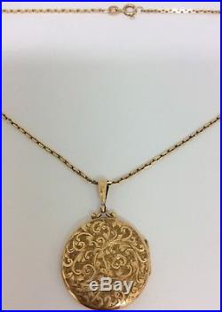 Antique 9ct Gold Locket And 16 Inch Gold Chain Hallamrked 1912