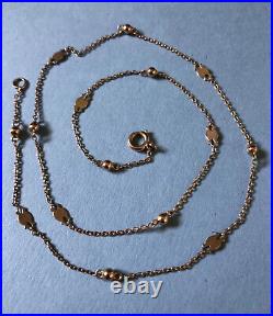 Antique 9ct solid rose gold chain necklace fancy link 2.37g 17 long