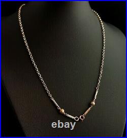 Antique 9ct yellow gold fancy link chain necklace, Edwardian