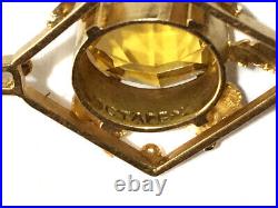 Antique Art Nouveau 9ct Australian Apex Citrine Pendant 14ct Gold Chain Necklace