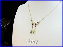 Antique Art Nouveau 9ct Rose Gold And Peridot Pendant With Chain