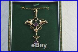 Antique Edwardian 9 ct gold amethyst pendant with chain