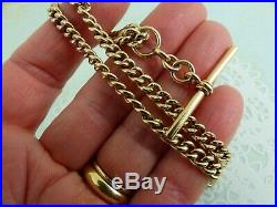 Antique Edwardian 9ct Rose Gold Double Albert Watch Chain 15 3/4'' 29 grams