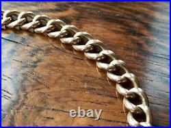 Antique Edwardian 9ct Rose Gold Heart Padlock Hollow Curb Bracelet 8 Inch 7g