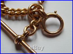 Antique Fully Hallmarked 9ct Solid Gold Curb Watch Chain and 9ct Gold Fob