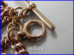 Antique Fully Hallmarked 9ct Solid Gold Curb Watch Chain and 9ct Gold Medal Fob