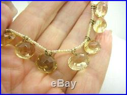 Antique Georgian Citrine & Real Pearl Choker Victorian Added 9ct Gold Chain Ext