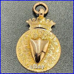 Antique Solid 375 9ct Gold Double Sided Watch Chain Fob L37