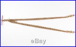 Antique Solid 9Ct Gold Graduated Double Albert Watch Chain c 1880's, 30.1g
