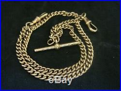 Antique Solid 9ct Gold Albert Double Fob Watch Chain 25.5 Grams 15 1/2 Ins