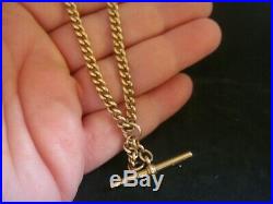 Antique Solid 9ct Gold Albert Double Fob Watch Chain 25.5 Grams 15 1/2 Ins