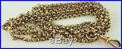 Antique Victorian 58 inch long full length 9ct gold watch guard chain 24.9 grams