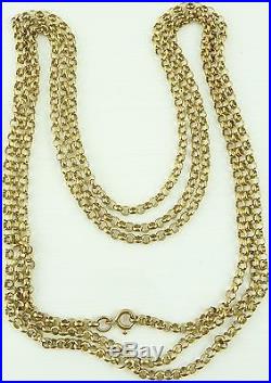 Antique Victorian 58 inch long full length 9ct gold watch guard chain 25.9 grams