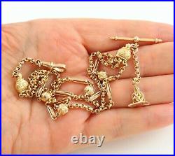 Antique Victorian 9Ct Gold Albertina Watch Chain / Bracelet With Fob