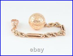 Antique Victorian 9Ct Rosey Gold Pocket Watch Fob Chain With Ball Fob