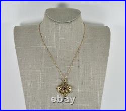 Antique Victorian 9ct Gold Amethyst Seed Pearl Lavaliere Pendant & Chain, c1880