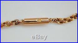 Antique Victorian 9ct Gold Barrel Clasp Ribbed Round Link Chain Necklace c1880