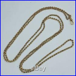 Antique Victorian Solid 375 9ct Yellow Gold Faceted Link Longuard Muff Chain L34
