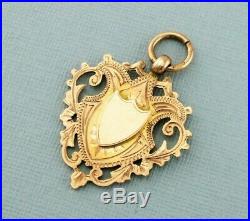 Antique Vintage 9ct Gold Engraved Albert Chain Fob Medal 1923