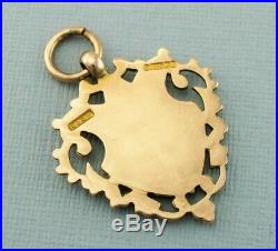 Antique Vintage 9ct Gold Engraved Albert Chain Fob Medal 1923