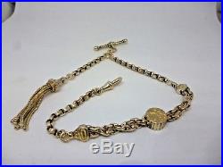 Antique circa Early 1800s 9ct gold Albert/Fob chain with T bar (Beautiful)