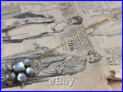 Antique moonstone necklace, Victorian forget me not pendant, 9ct gold chain