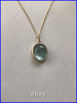 Aquamarine pendant, solid 9ct gold, natural gemstone