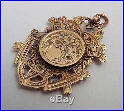 Beautiful V Rare Antique 1906 Solid 9ct Gold Albert Chain Fob Medal With Locket