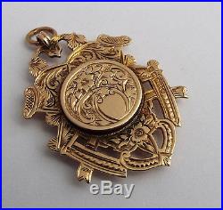 Beautiful V Rare Antique 1906 Solid 9ct Gold Albert Chain Fob Medal With Locket