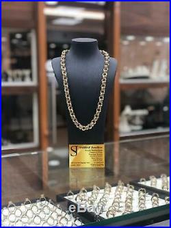 BRITISH BELCHER 9ct YELLOW SOLID GOLD CZ CAST Chain Necklace 24 11MM BRAND NEW