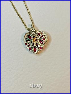 Beautiful 9ct Gold and Ruby Heart Shaped Pendant Necklace & Chain