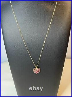 Beautiful 9ct Gold and Ruby Heart Shaped Pendant Necklace & Chain