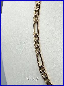 Beautiful 9ct Solid GOLD FIGARO CHAIN NECKLACE 24 Inch? Valentine