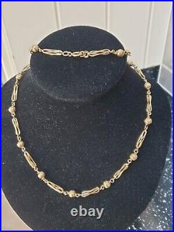 Beautiful Italian Made Fancy Ball & Twist Linked 9ct Gold Necklace 22 Inch Long