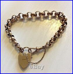 Beautiful Quality Chunky Antique 9ct Gold Padlock Bracelet Very Old Stunning