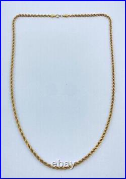 Beautiful Vintage Ladies 9ct Gold Rope Chain Necklace 51cm In Length