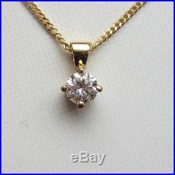Brand New 1/4ct Quarter carat Diamond Solitaire 9ct Gold Pendant & 18 inch Chain