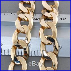 British Hallmarked 9 ct Gold Heavy Bevelled Edge Curb Chain 22.5 RRP £3950 BBT6
