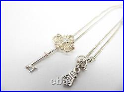 Clogau Silver & 9ct Rose Gold Diamond Kensington Key Pendant & 18 Chain