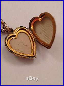 Delightful Antique 9ct Gold Engraved Puffy Heart Hinged Locket & 9ct Chain
