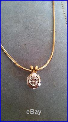 Diamond Necklace 9ct gold beautiful fitting. Smooth gold chain