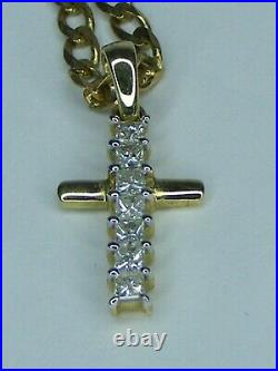 Diamond and 9ct Gold cross pendant necklace, 18 curb chain