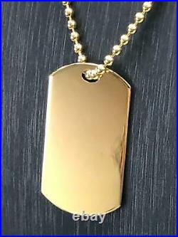 Dog Tag PHOTO ENGRAVING 9 Carat Yellow Gold Hallmarked Single 2MM Ball Chain NEW