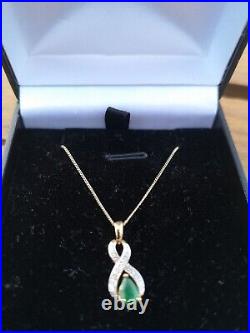 Emerald And Diamond Infinity Necklace With Yellow gold Chain