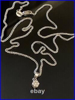 Eyes Catching Solid 9ct White Gold & Real Diamond Pendant 18 Chain Necklace