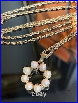 FABULOUS ANTIQUE 9ct GOLD SEED PEARL PENDANT With 9ct Gold Rope Chain Necklace